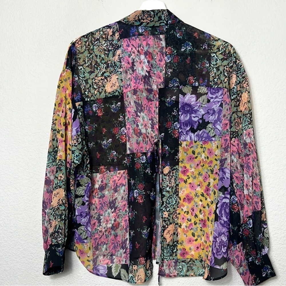 Zara Floral Patch Button Down Blouse - image 6